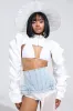 CORA SATIN BOLERO IN WHITE sold by AKIRA