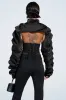 CORA SATIN BOLERO IN BLACK sold by AKIRA