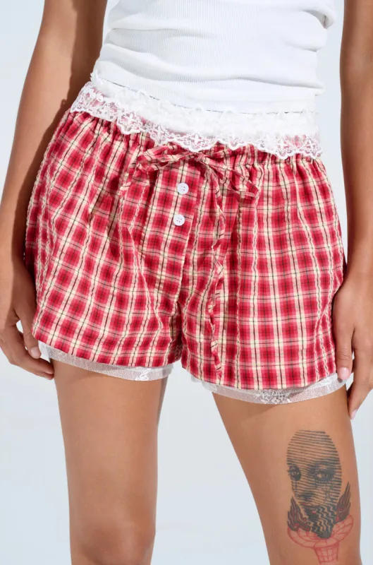 CUTE AS CAN BE PLAID SHORT sold by AKIRA