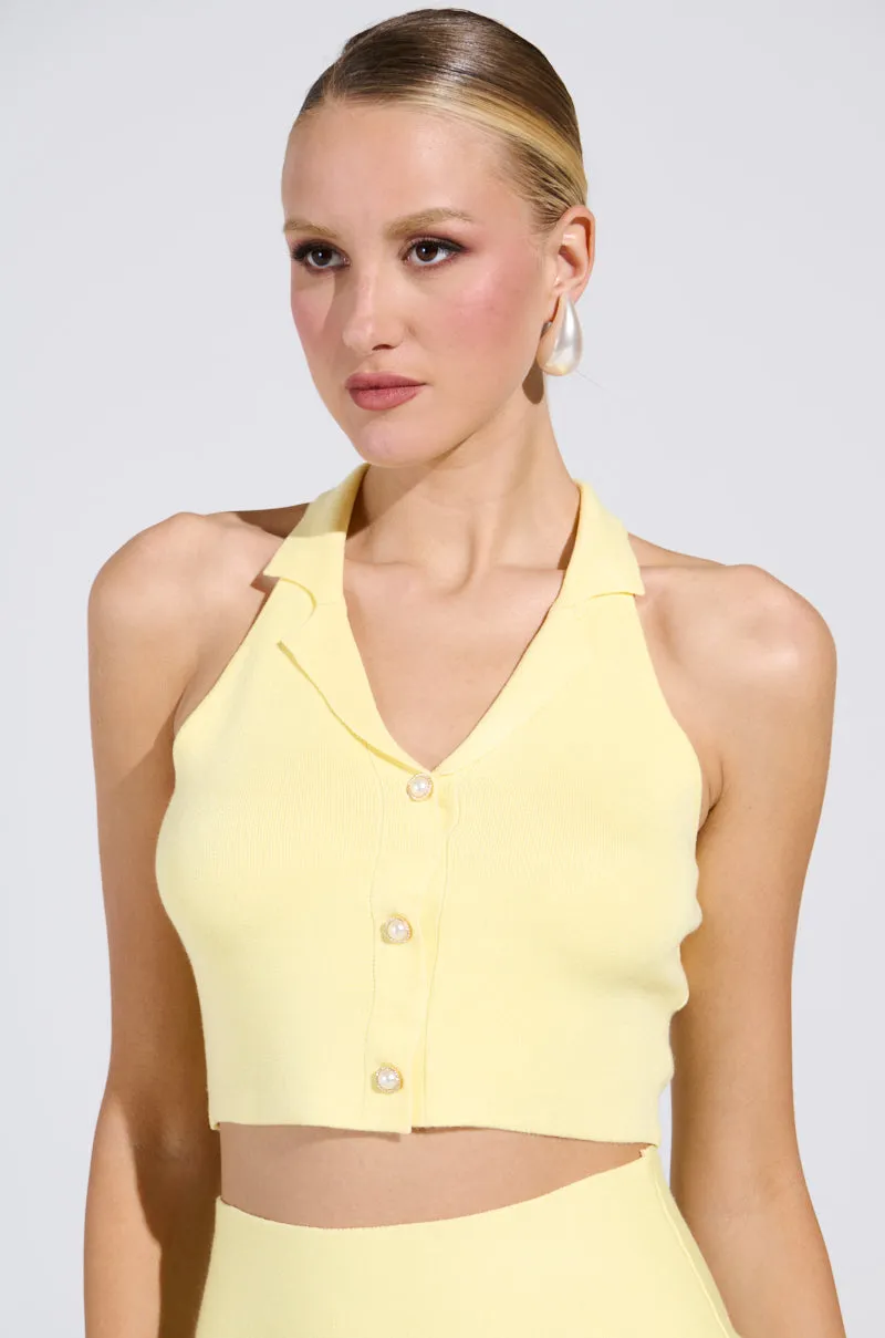 LEMONY EMILY CROPPED SWEATER VEST IN YELLOW sold by AKIRA product image thumbnail 2