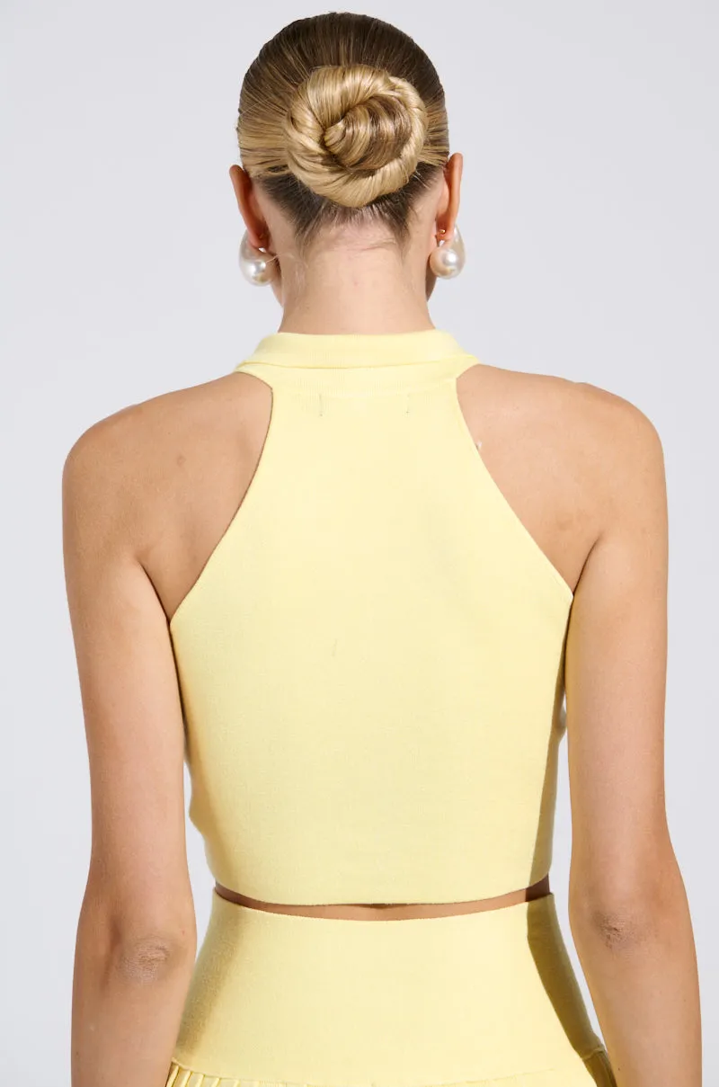 LEMONY EMILY CROPPED SWEATER VEST IN YELLOW sold by AKIRA product image thumbnail 4