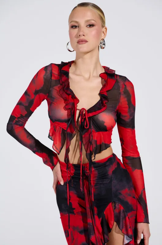 CAROLINA LONG SLEEVE MESH TOP sold by AKIRA