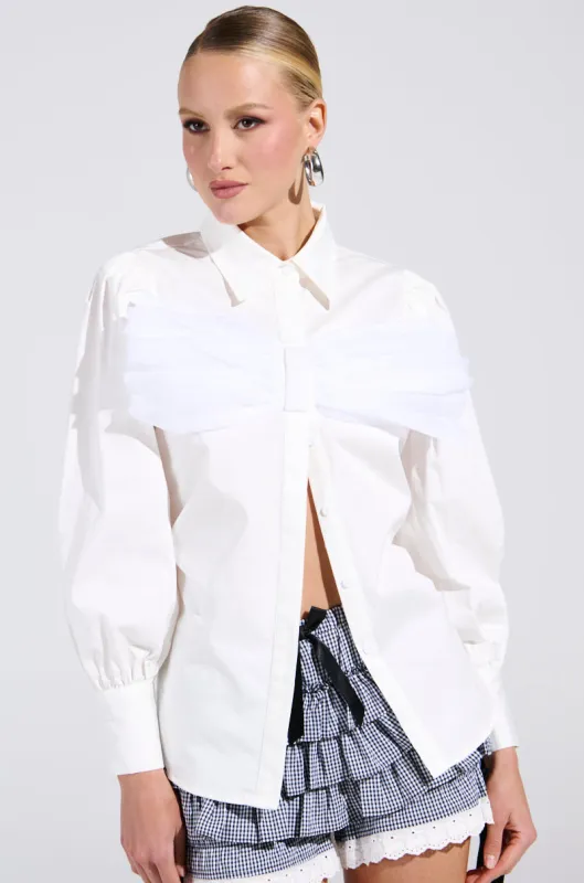 LOOK AT ME GO BUTTON DOWN TOP sold by AKIRA