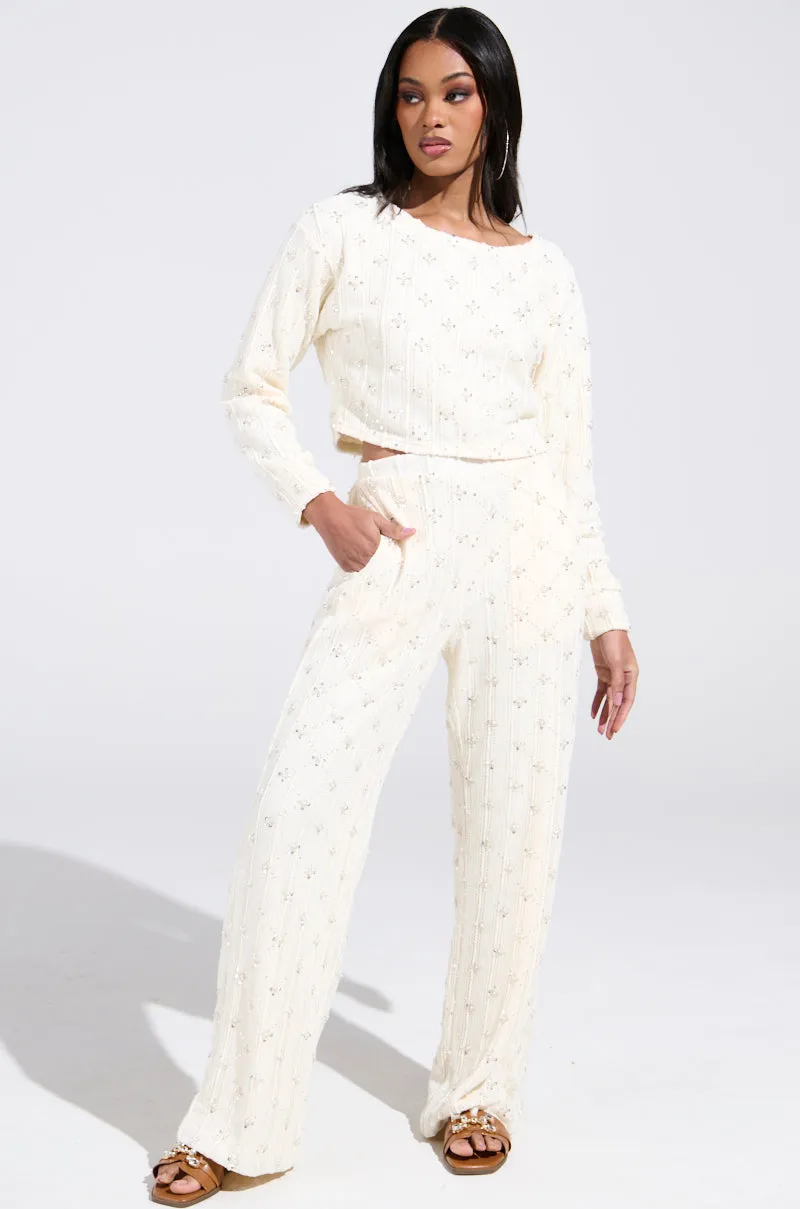 SHINE BRIGHT PEARL WIDE LEG PANT sold by AKIRA product image thumbnail 5