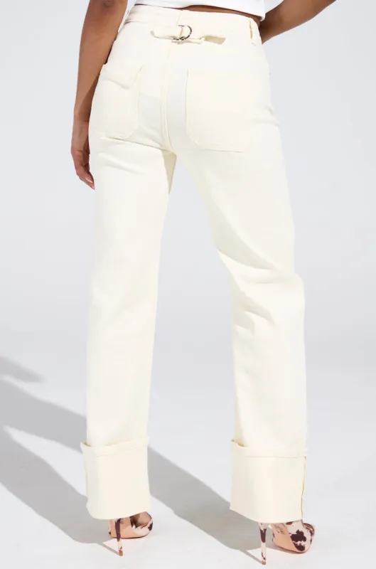 JUST GO WITH IT IVORY DENIM PANT sold by AKIRA