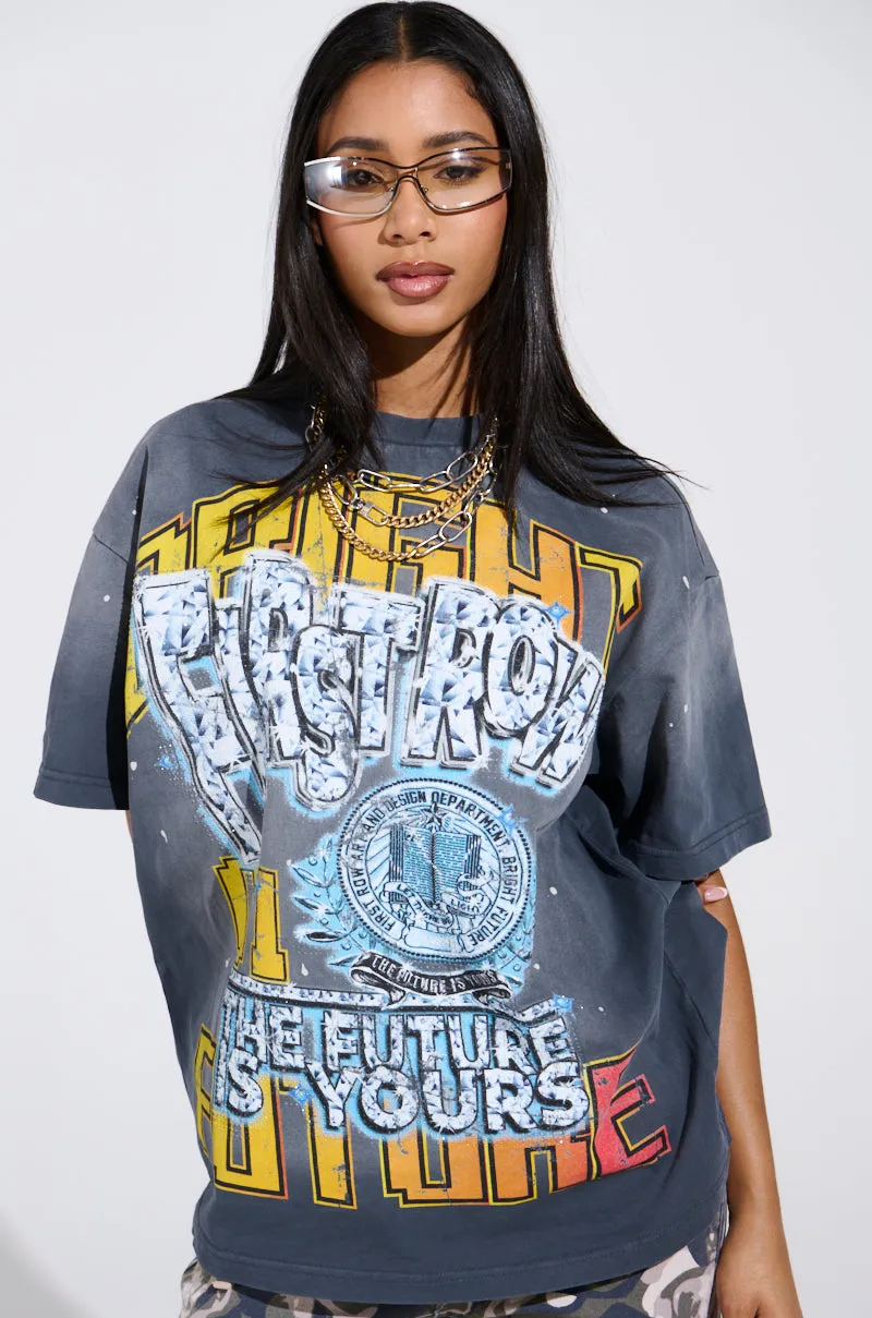 FIRST ROW THE FUTURE IS YOURS OVERSIZED GRAPHIC TEE sold by AKIRA