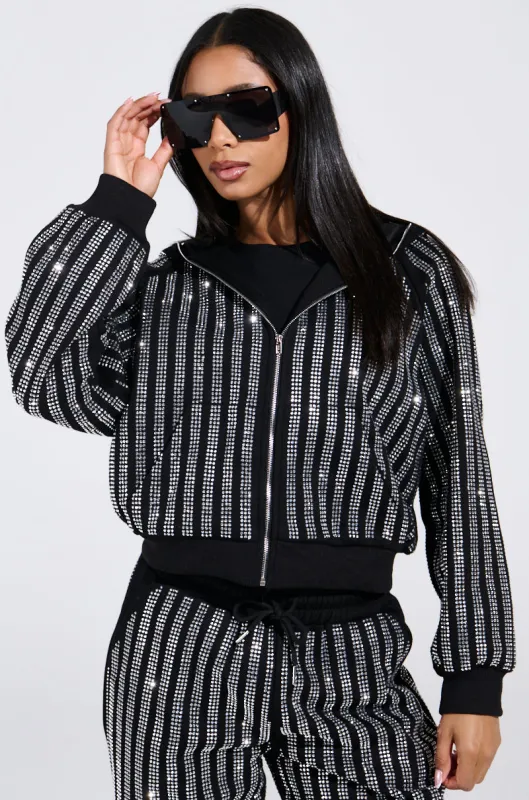 SPARKLE QUEEN ZIP UP SWEATSHIRT sold by AKIRA