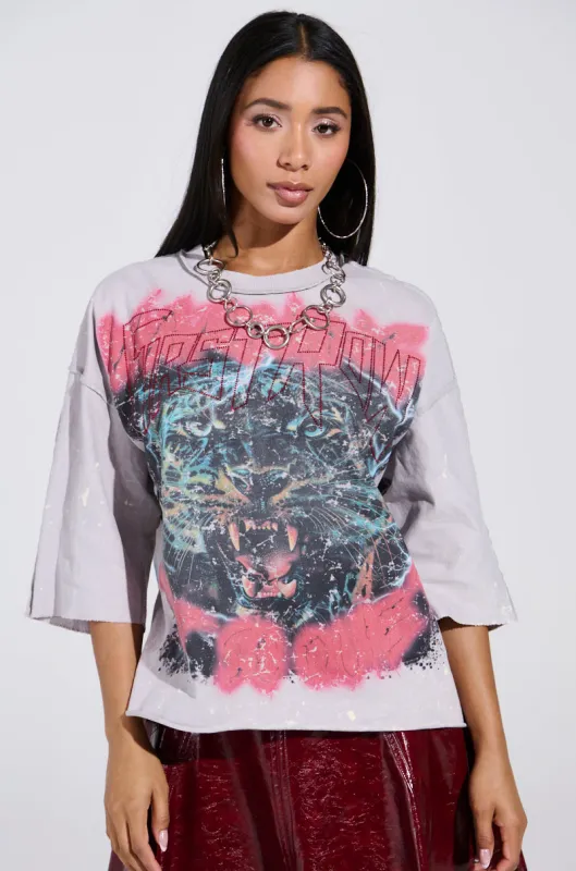 PRIMAL FURY CROPPED GRAPHIC SWEATSHIRT sold by AKIRA