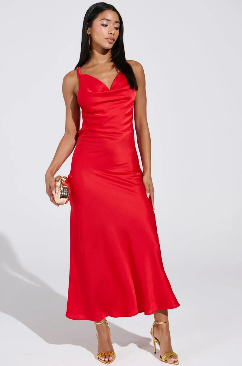 BELLA SATIN MAXI DRESS IN RED sold by AKIRA product image thumbnail 3