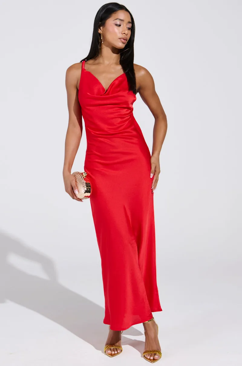 BELLA SATIN MAXI DRESS IN RED sold by AKIRA product image thumbnail 2