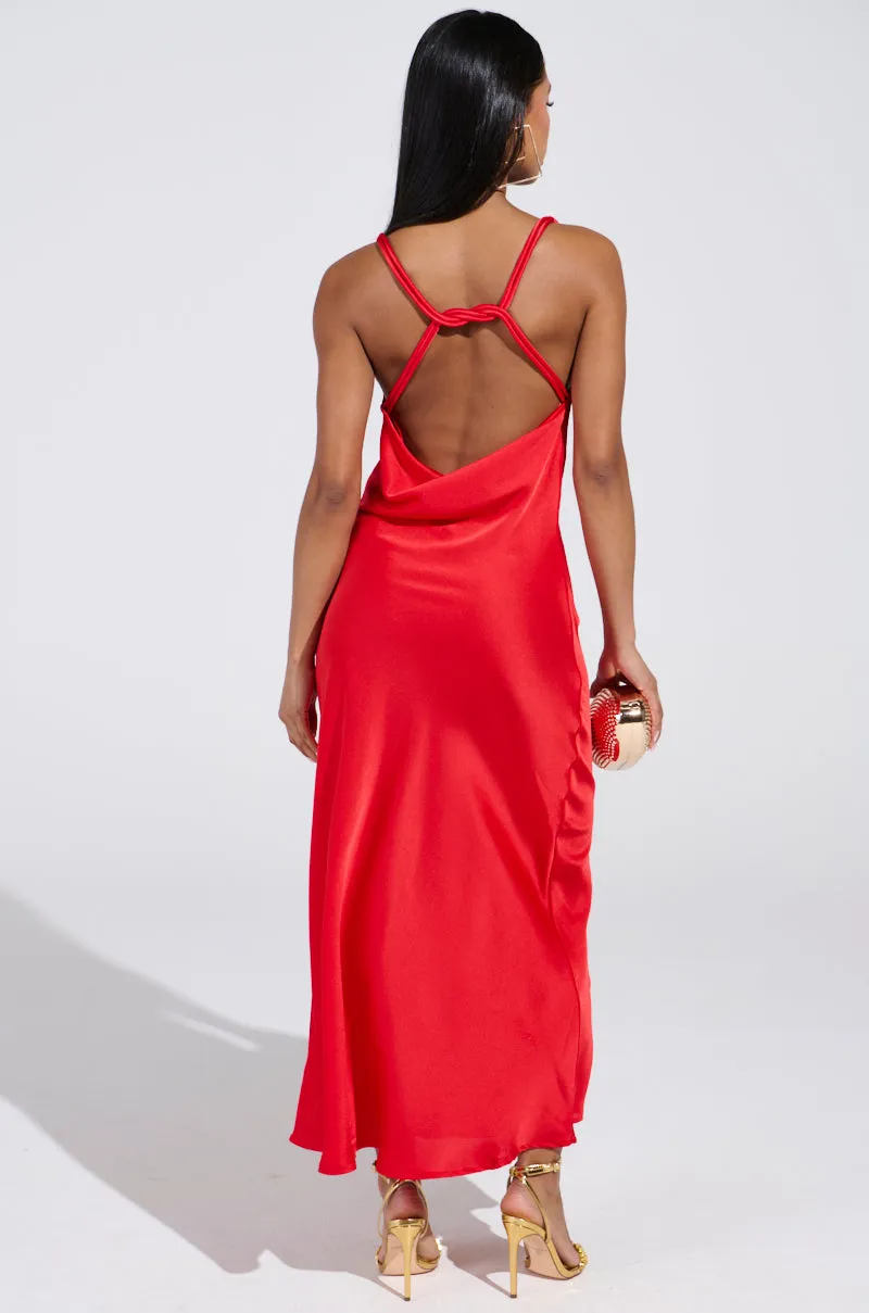 BELLA SATIN MAXI DRESS IN RED sold by AKIRA product image thumbnail 5