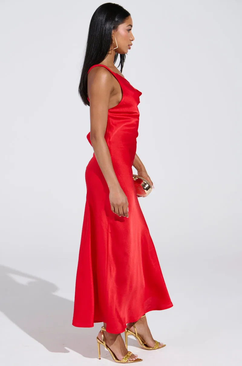 BELLA SATIN MAXI DRESS IN RED sold by AKIRA product image thumbnail 4