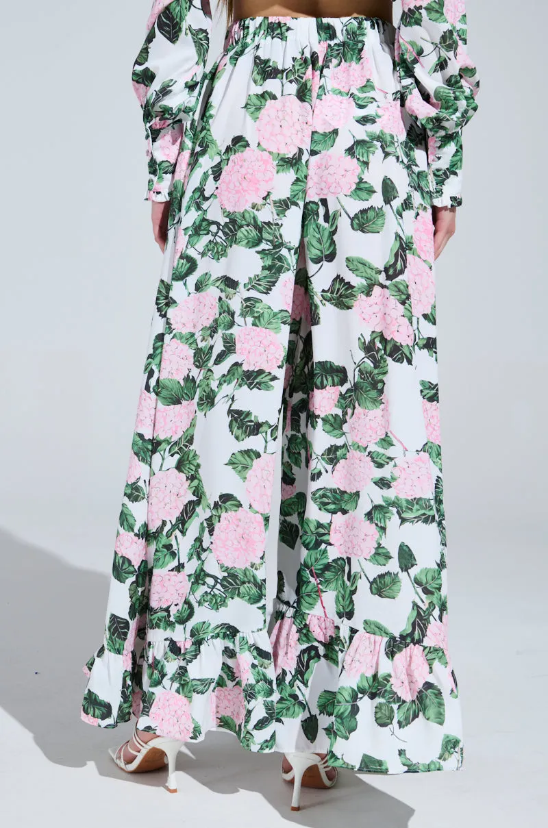 DIANE FLORAL WIDE LEG RUFFLE PANT sold by AKIRA product image thumbnail 4