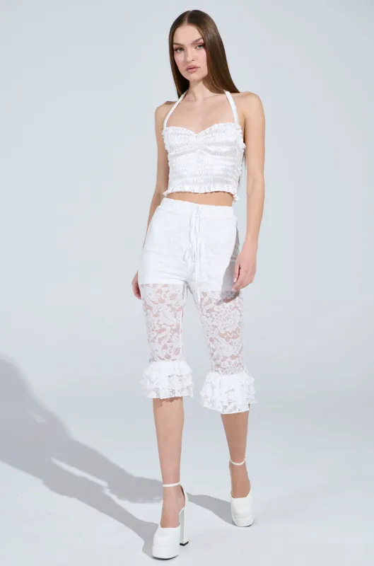 GIRLY POP LACE CAPRI LEGGING sold by AKIRA