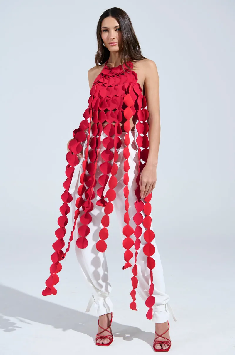 LIGHTS FLASHING HALTER TIE NECK TOP IN RED sold by AKIRA product image thumbnail 3