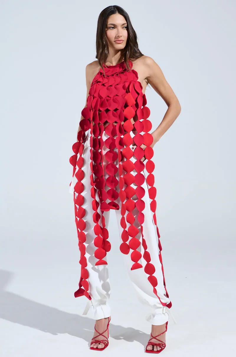 LIGHTS FLASHING HALTER TIE NECK TOP IN RED sold by AKIRA product image thumbnail 5