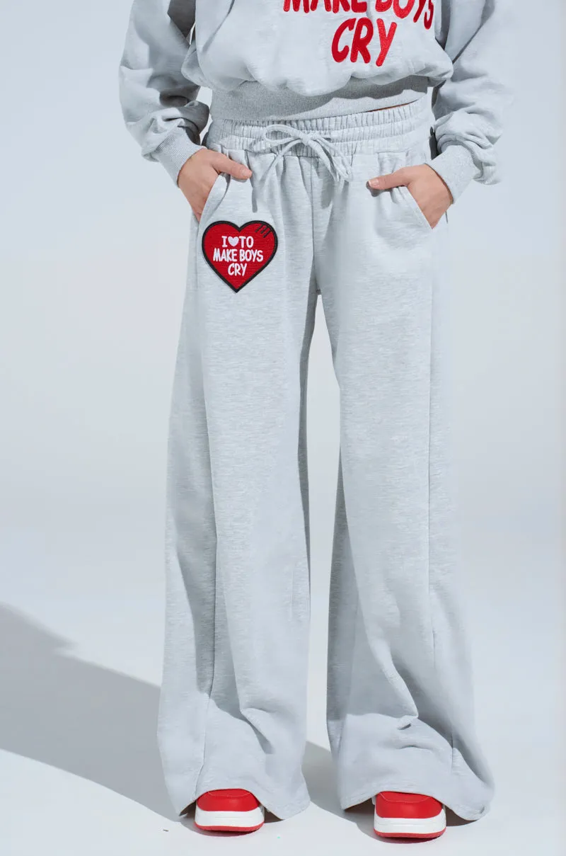I LOVE TO MAKE BOYS CRY WIDE LEG SWEATPANT sold by AKIRA product image thumbnail 4