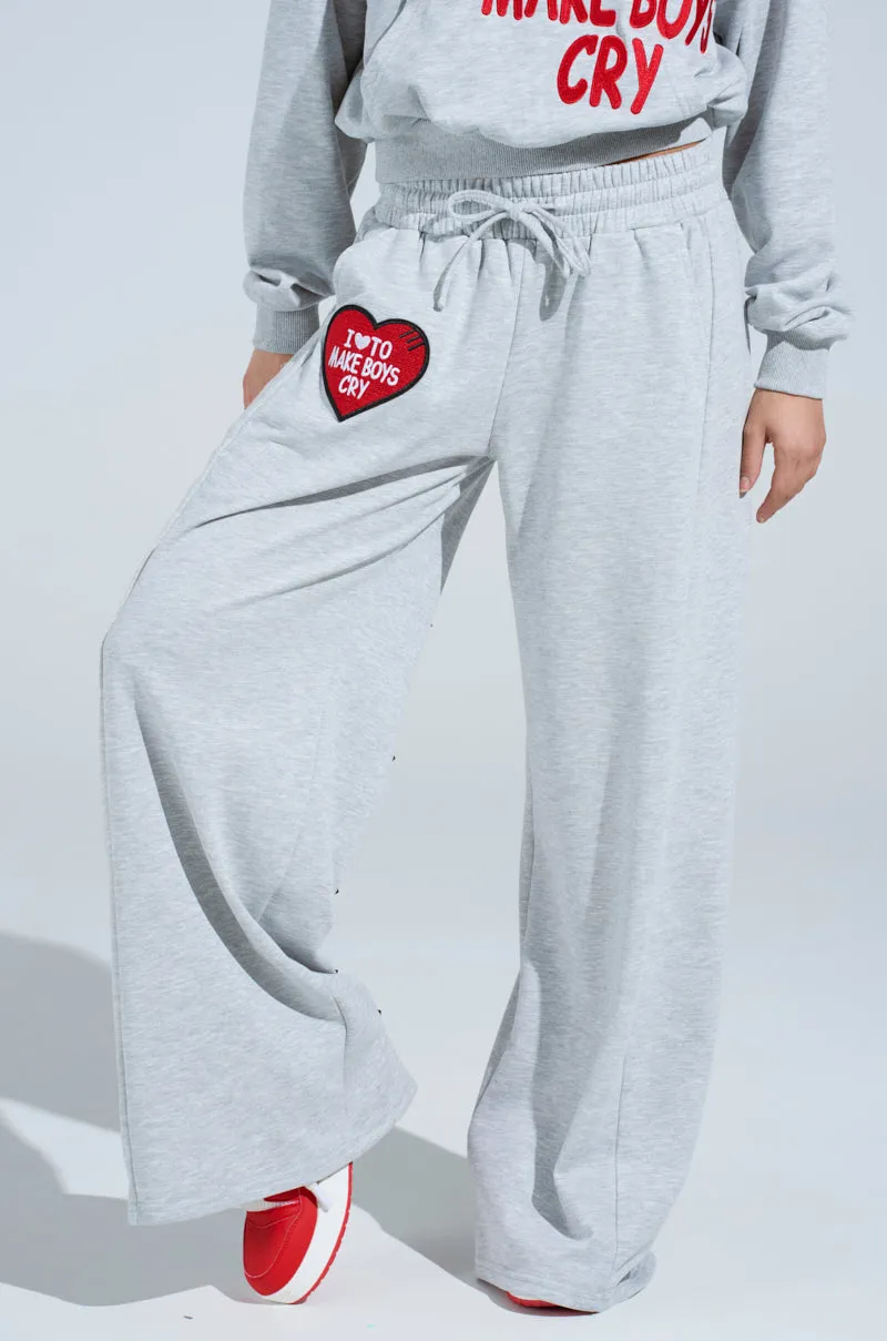 I LOVE TO MAKE BOYS CRY WIDE LEG SWEATPANT sold by AKIRA product image thumbnail 2