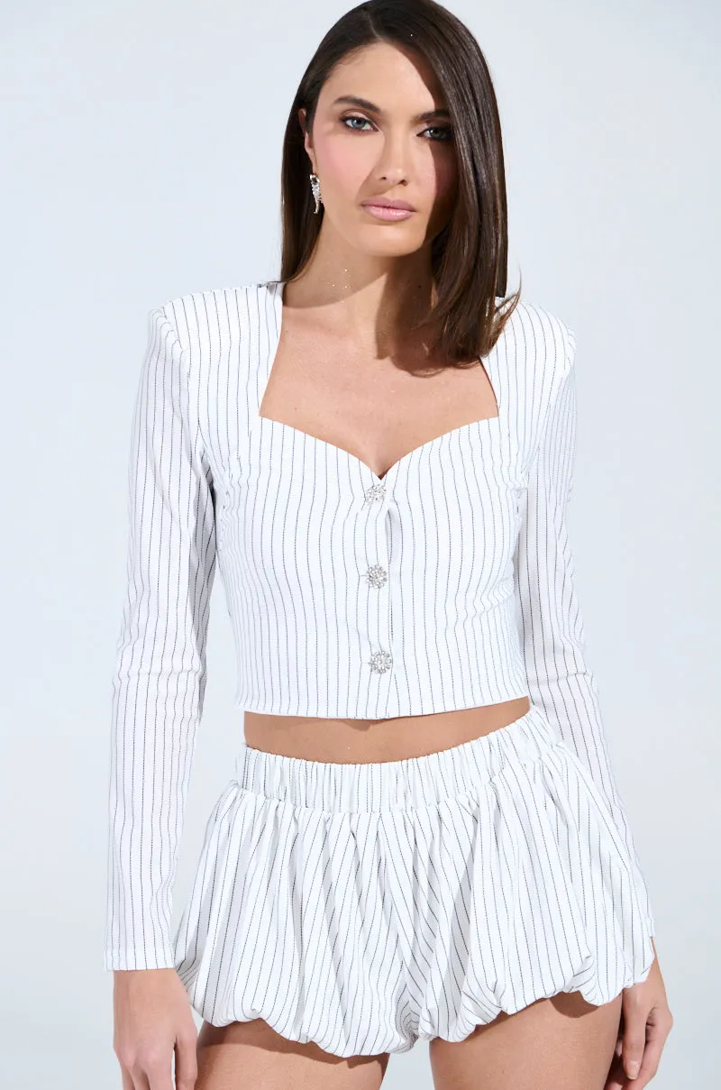 GIMME LOVE STRIPE BUTTON DOWN BLOUSE sold by AKIRA product image thumbnail 2