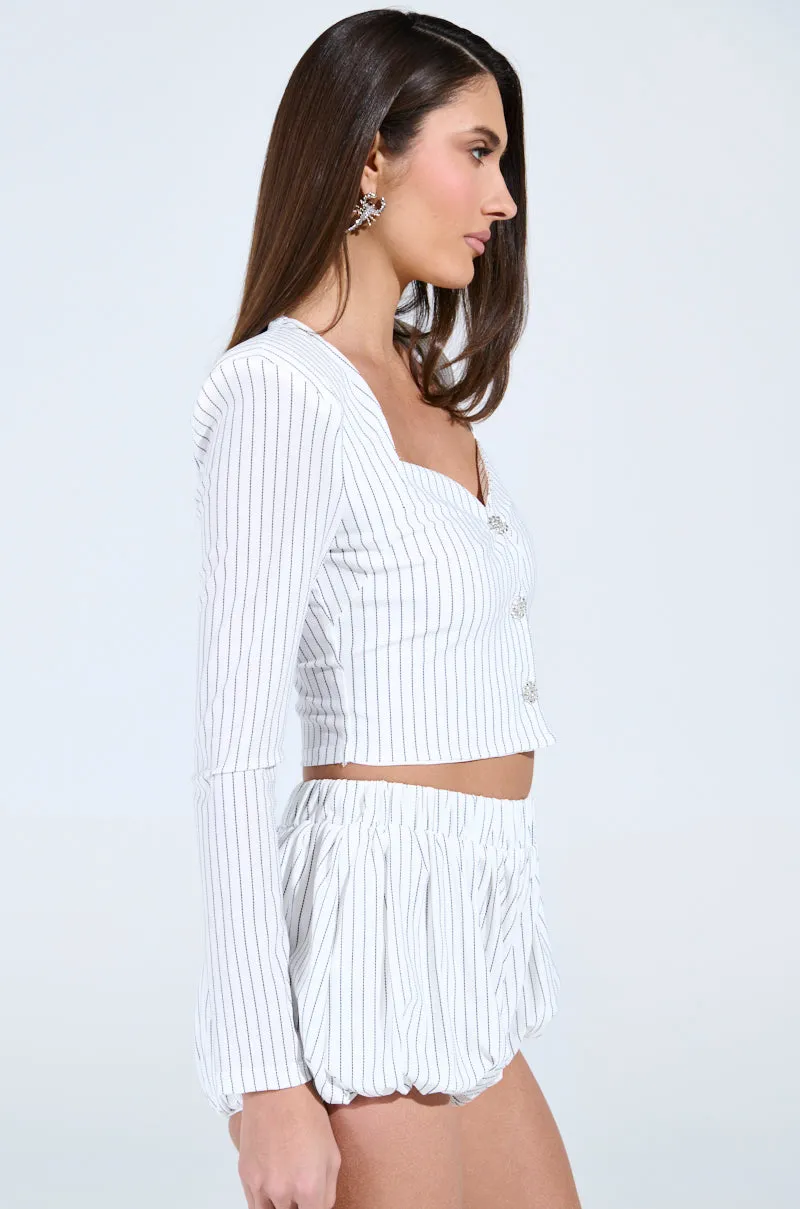 GIMME LOVE STRIPE BUTTON DOWN BLOUSE sold by AKIRA product image thumbnail 3