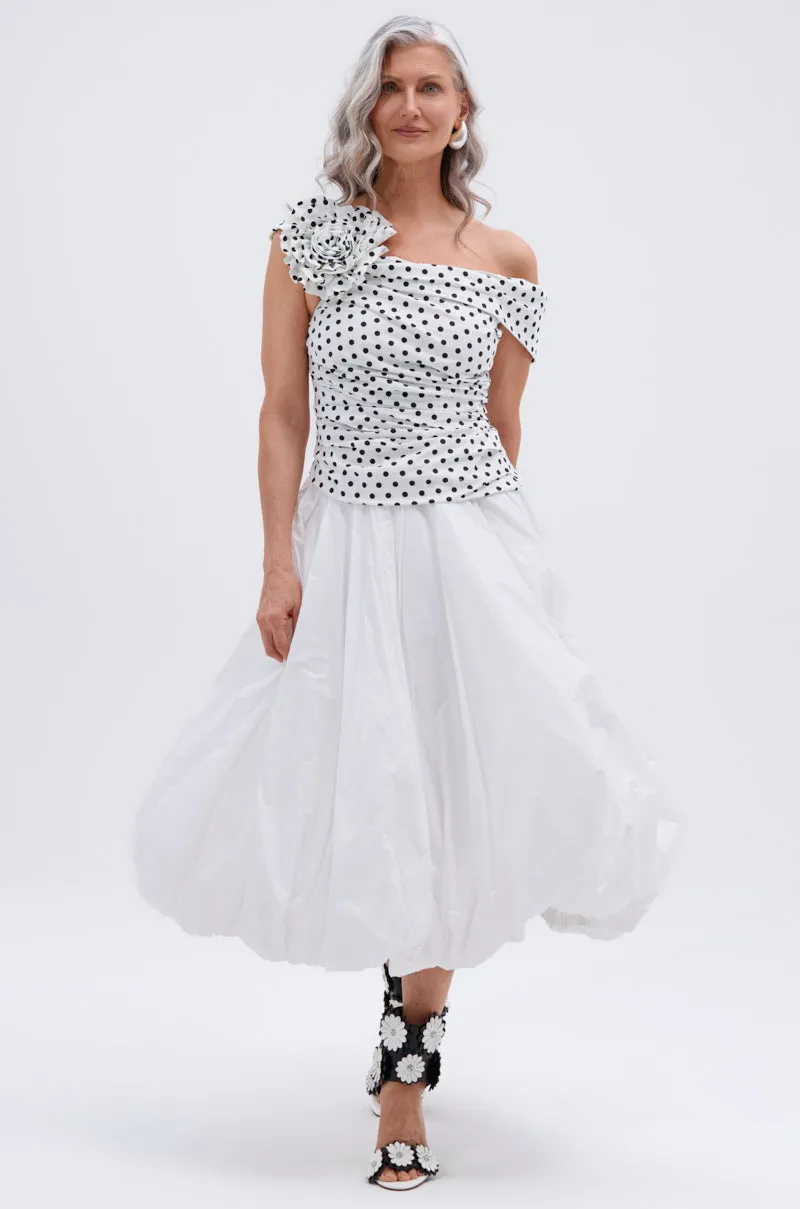 RUCHED POLKA DOT OFF THE SHOULDER TOP sold by AKIRA product image thumbnail 5