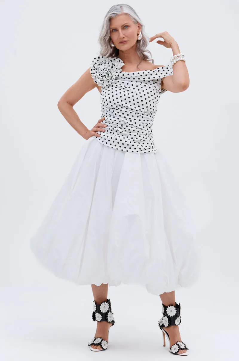 RUCHED POLKA DOT OFF THE SHOULDER TOP sold by AKIRA product image thumbnail 3