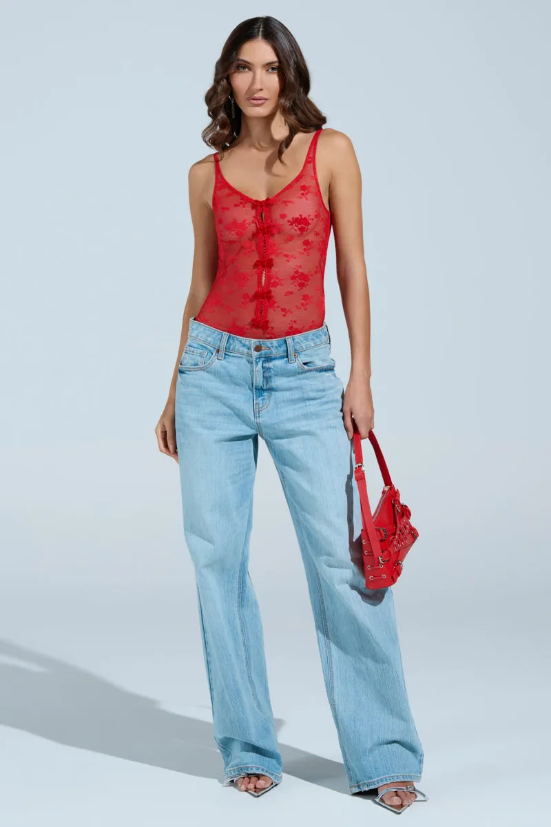 YOU WILL SEE LACE BODYSUIT IN RED sold by AKIRA product image thumbnail 5