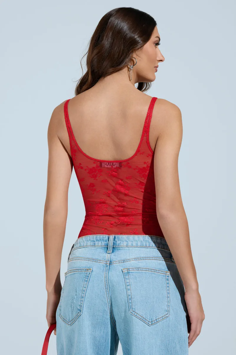YOU WILL SEE LACE BODYSUIT IN RED sold by AKIRA product image thumbnail 4