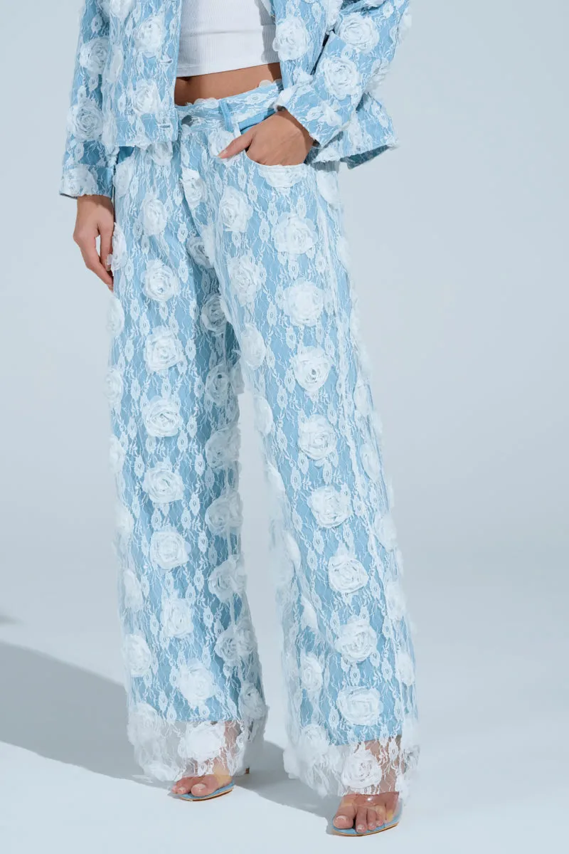 FOLLOW MY LEAD APPLIQUE WIDE LEG DENIM sold by AKIRA product image thumbnail 2