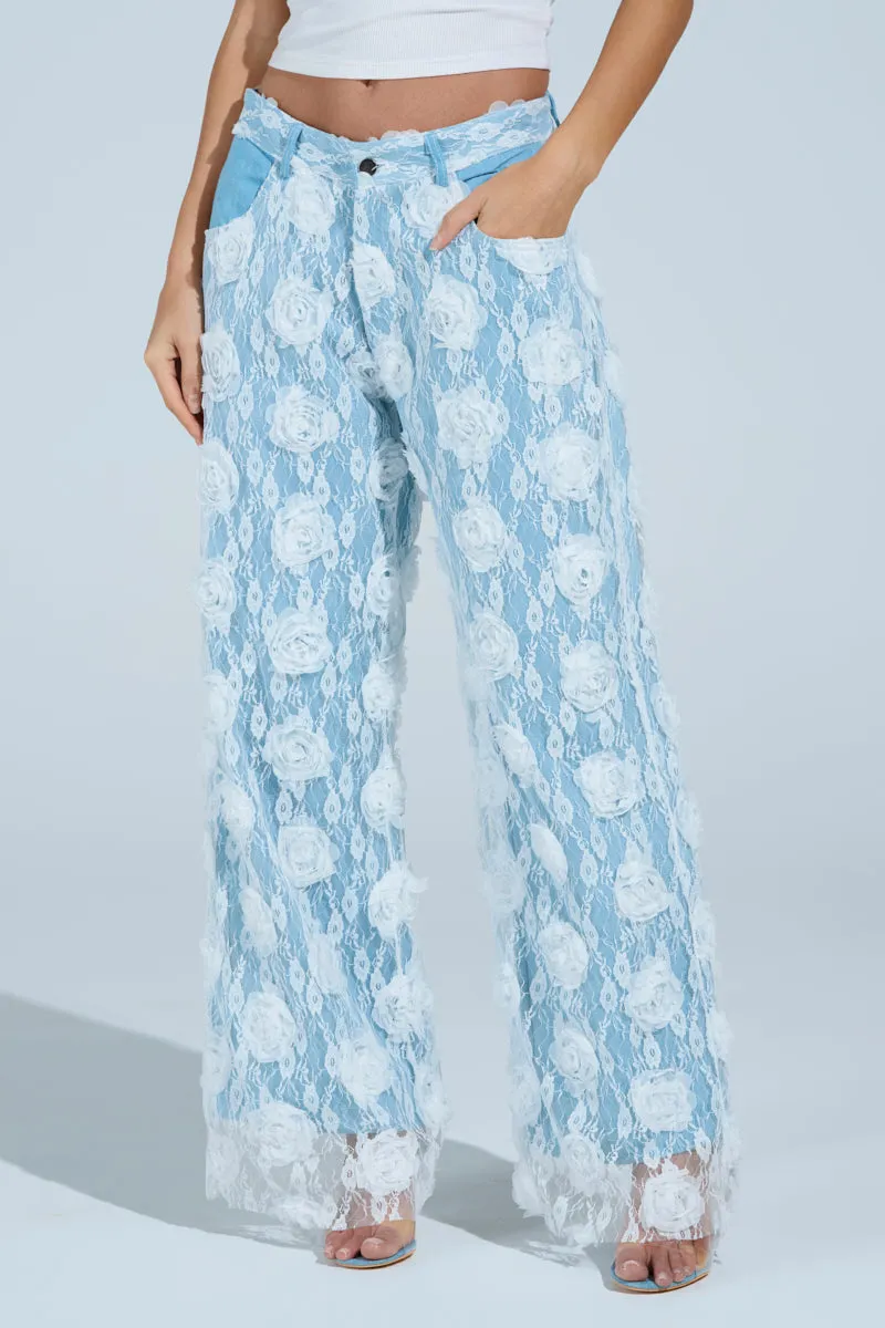 FOLLOW MY LEAD APPLIQUE WIDE LEG DENIM sold by AKIRA product image thumbnail 4