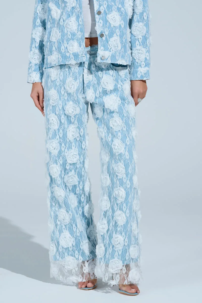 FOLLOW MY LEAD APPLIQUE WIDE LEG DENIM sold by AKIRA product image thumbnail 3