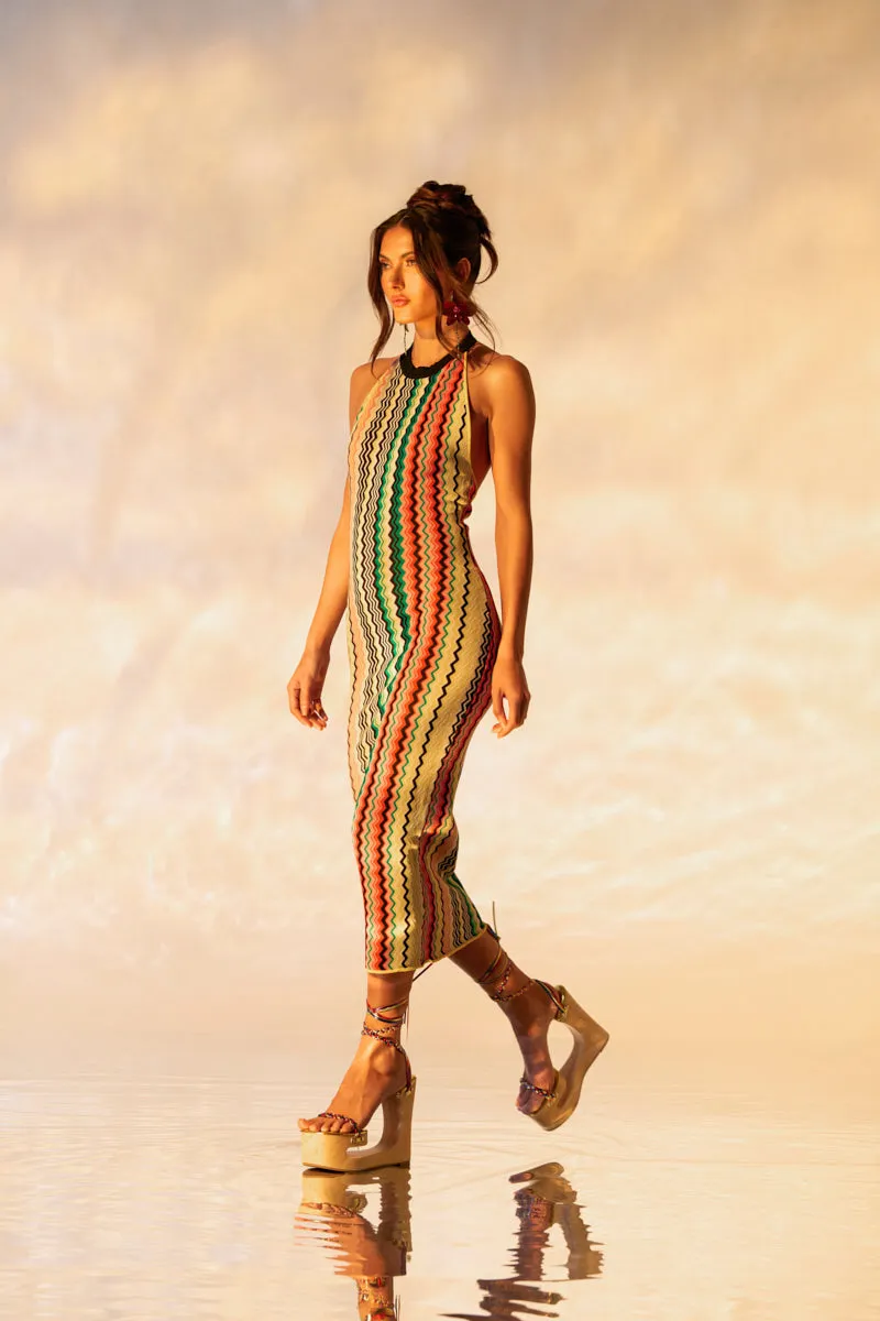 ON THE RUN PRINTED MIDI DRESS sold by AKIRA