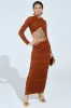 MAYBE NEXT TIME RUCHED LONG SLEEVE TOP IN BROWN sold by AKIRA