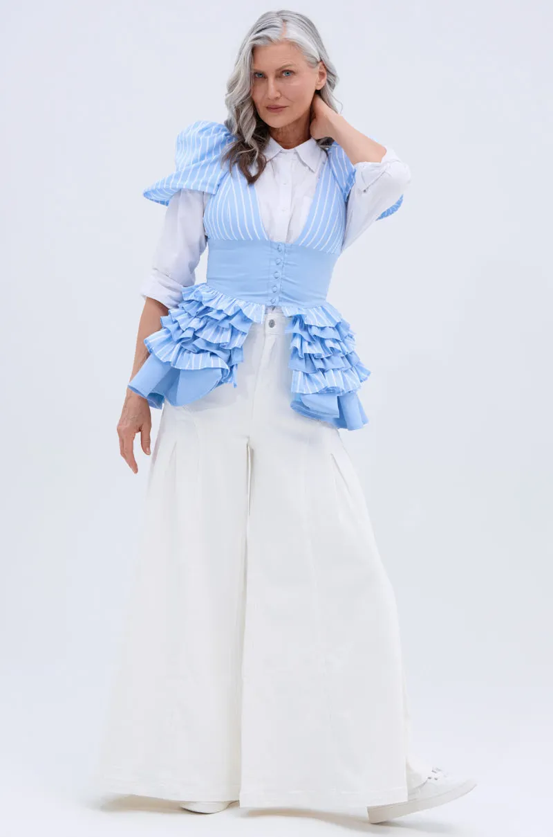 TRENDY AND COOL WHITE WIDE LEG DENIM PANT sold by AKIRA