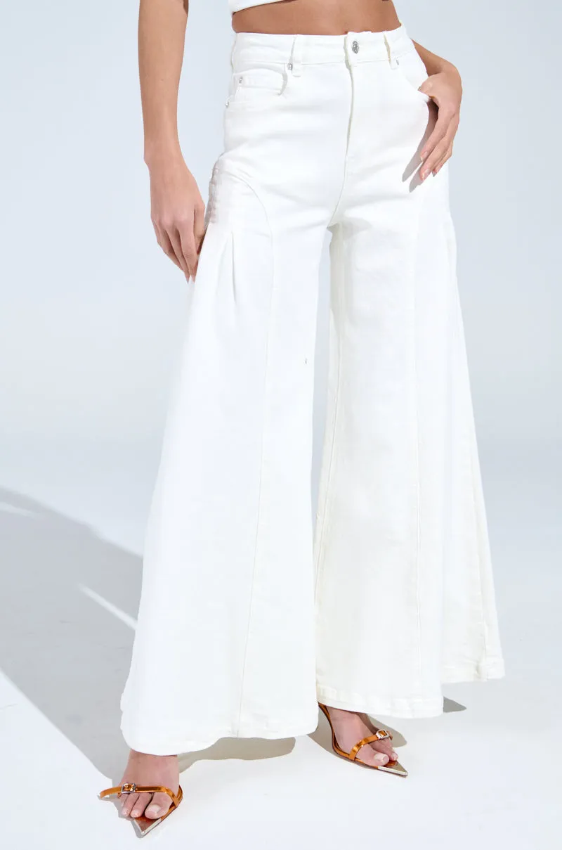 TRENDY AND COOL WHITE WIDE LEG DENIM PANT sold by AKIRA product image thumbnail 2