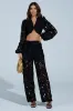 LATE NIGHT DREAMS FLORAL CUTOUT WIDE LEG PANT sold by AKIRA