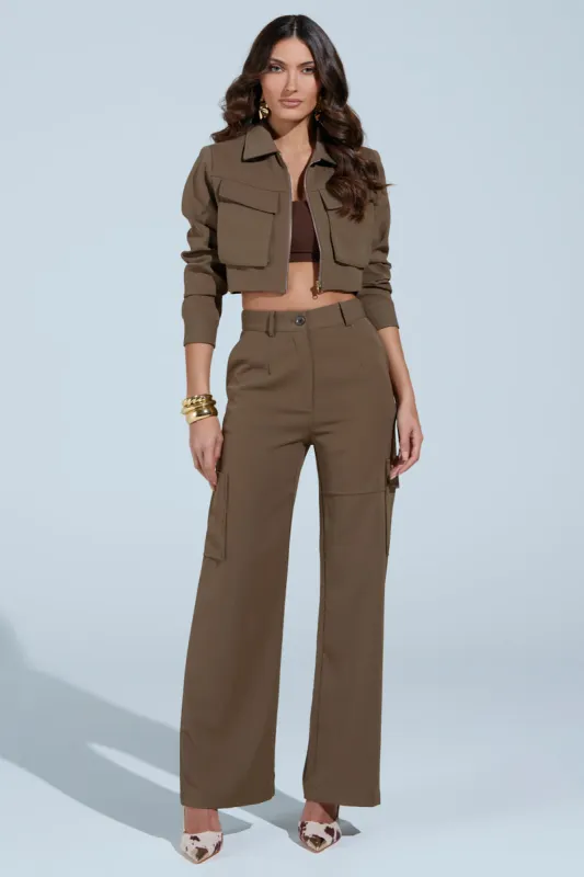 TAKE IT EASY CARGO PANT IN TAUPE sold by AKIRA