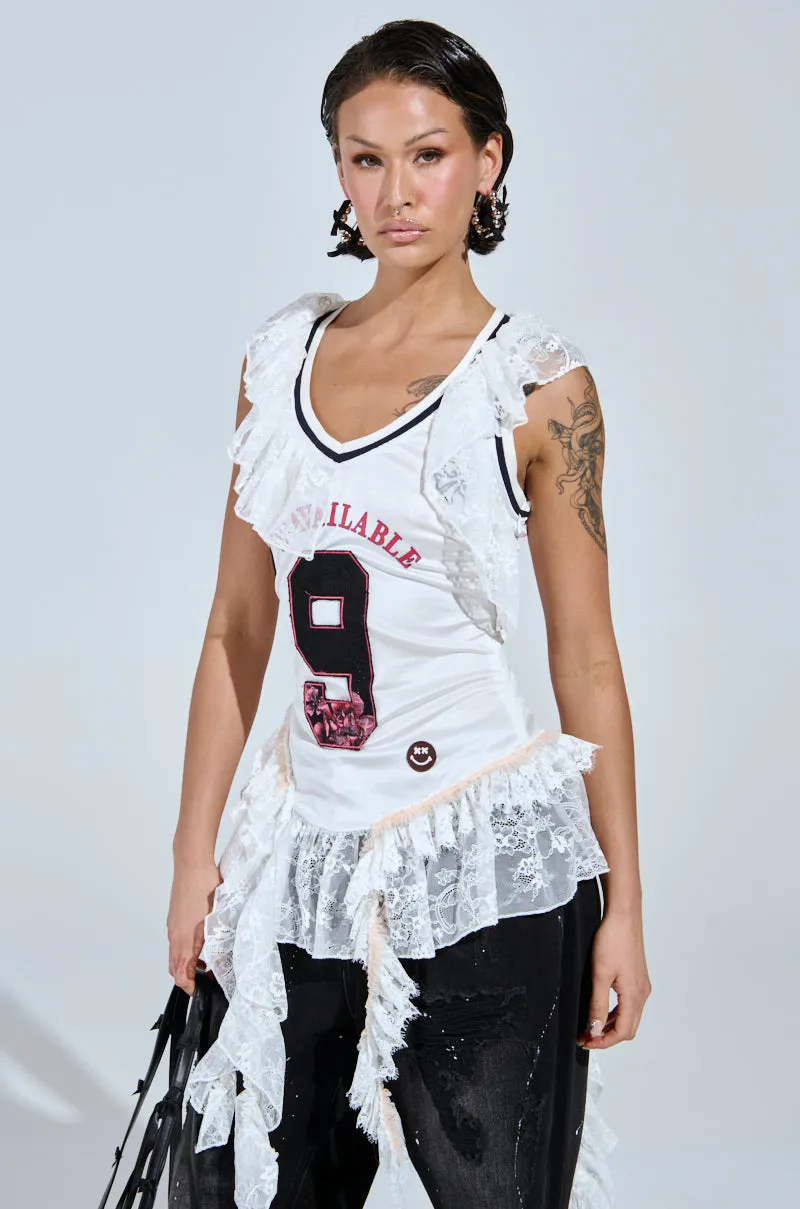 PLAY WITH MY HEART RUFFLE JERSEY sold by AKIRA product image thumbnail 2