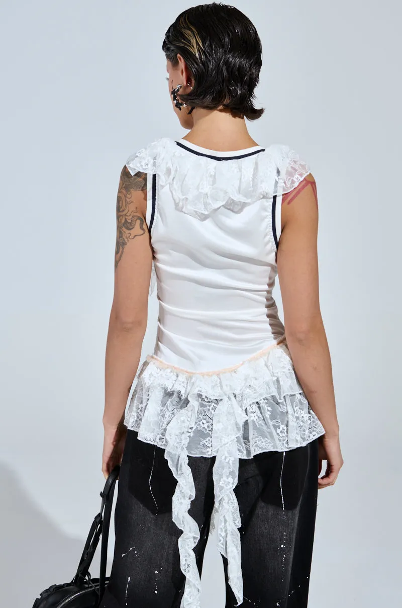 PLAY WITH MY HEART RUFFLE JERSEY sold by AKIRA product image thumbnail 4