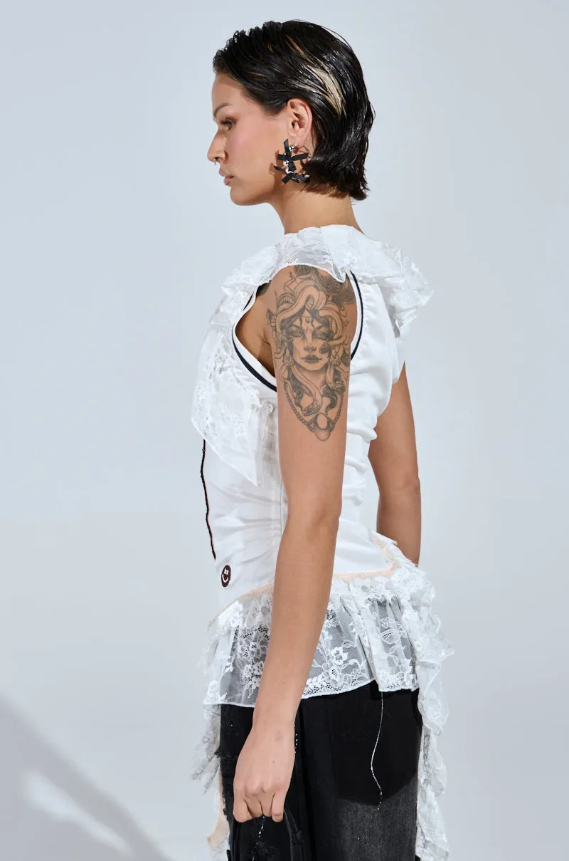 PLAY WITH MY HEART RUFFLE JERSEY sold by AKIRA product image thumbnail 3