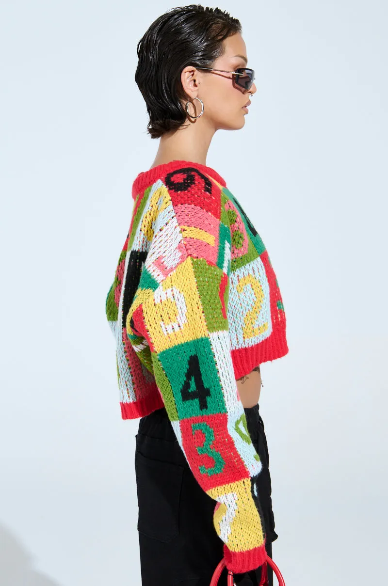 TOO MANY NUMBERS SWEATER sold by AKIRA product image thumbnail 3