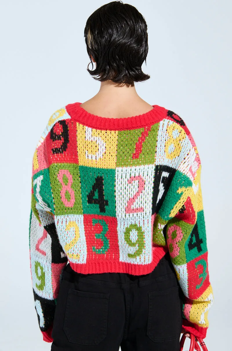 TOO MANY NUMBERS SWEATER sold by AKIRA product image thumbnail 4