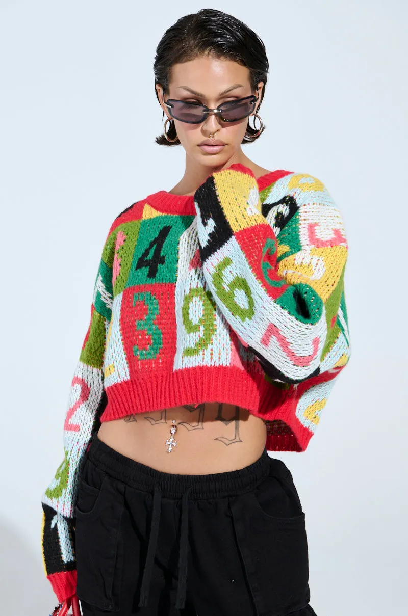 TOO MANY NUMBERS SWEATER sold by AKIRA product image thumbnail 2