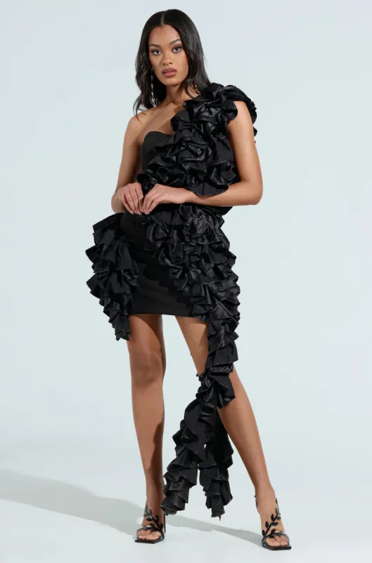 STAR OF THE SHOW RUFFLE MINI DRESS sold by AKIRA