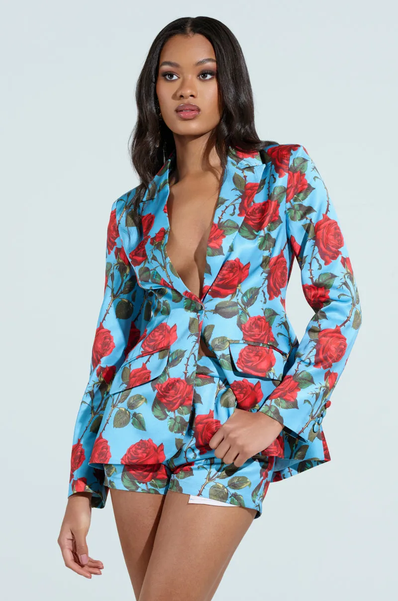 DOZEN ROSES SATIN BLAZER sold by AKIRA