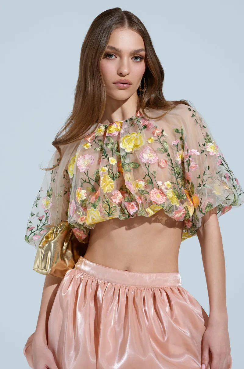 GARDEN PARTY FLORAL EMBROIDERY TULLE TOP sold by AKIRA product image thumbnail 2