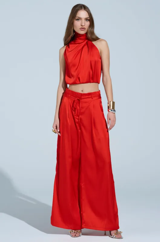 MEREDITH BLAKE SATIN WIDE LEG PANT sold by AKIRA