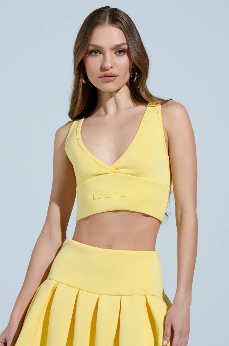 PAXTON SUPERLUXE SLEEVELESS LONGLINE BRALETTE IN YELLOW sold by AKIRA product image thumbnail 2