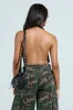 PAXTON SEXY RUCHED PLUNGE MESH HALTER BODYSUIT IN BLACK sold by AKIRA
