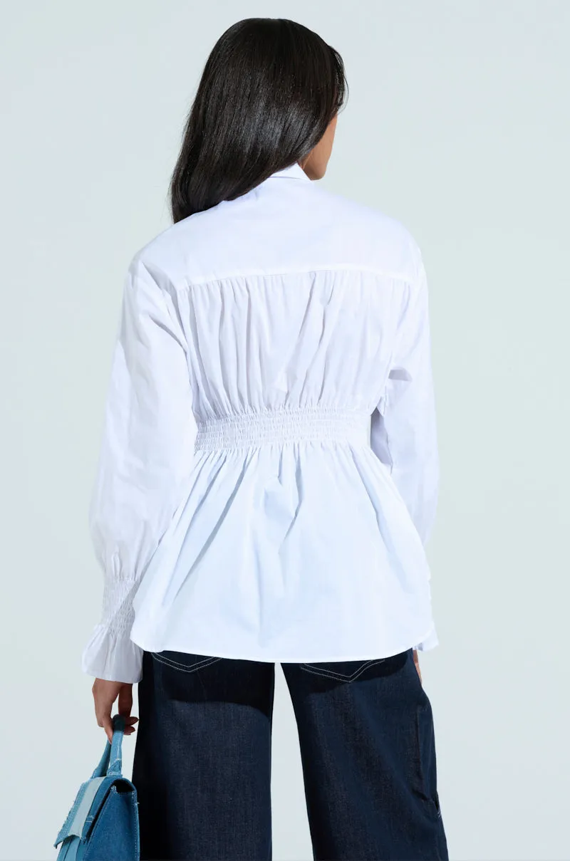 JULIE DENIM BOW BUTTON DOWN sold by AKIRA product image thumbnail 5